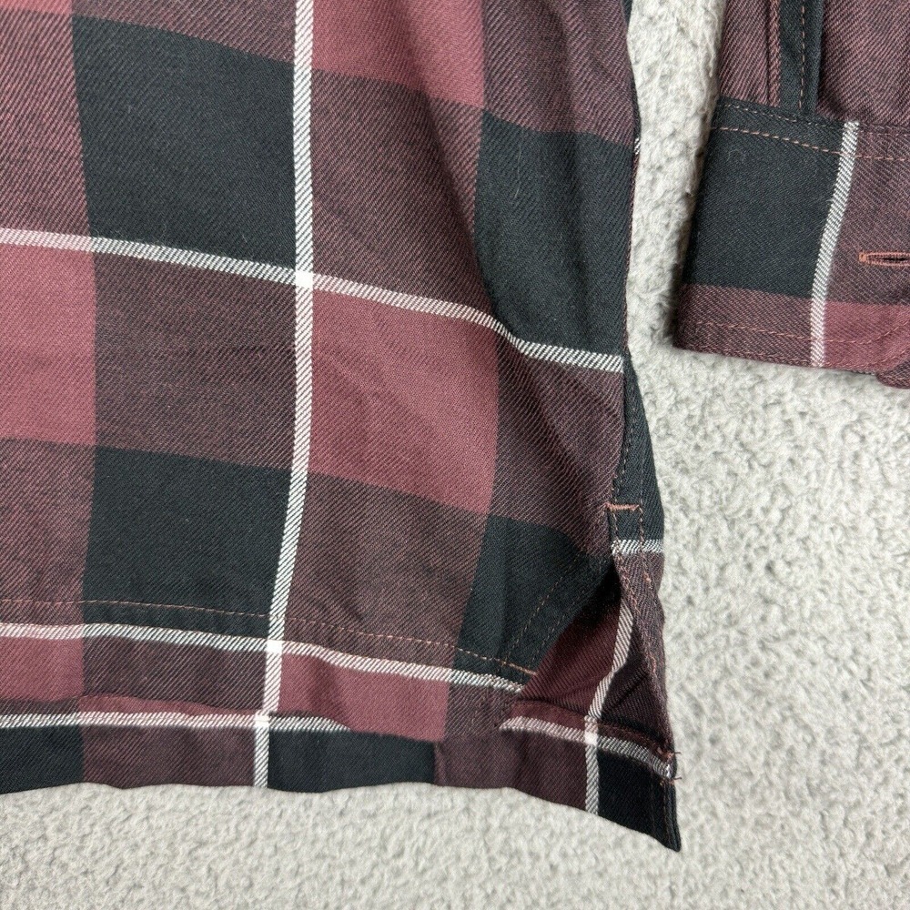 Wrangler ATG Flannel Shirt Mens Large Red Maroon Plaid Regular Fit Long Sleeve - Picture 7 of 14